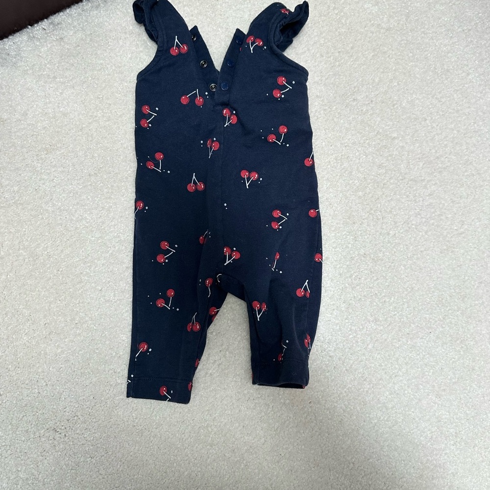 Navy Cherry Print Baby Romper